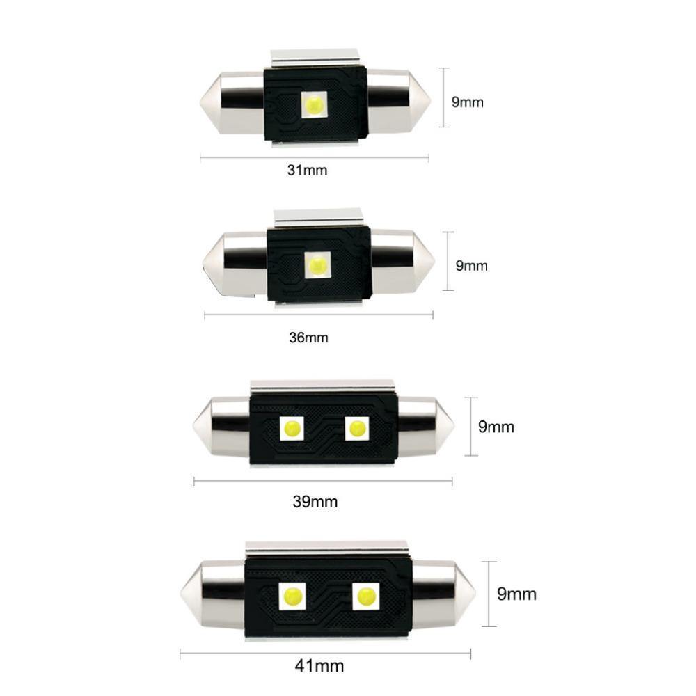 Planet Gates 31mm 2Pcs C5W LED Bulbs Canbus Festoon Light 31mm 36mm 39mm 41mm 6500K White Auto Dome Lamp License Plate Car Lights D020