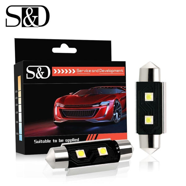 Planet Gates 31mm 2Pcs C5W LED Bulbs Canbus Festoon Light 31mm 36mm 39mm 41mm 6500K White Auto Dome Lamp License Plate Car Lights D020