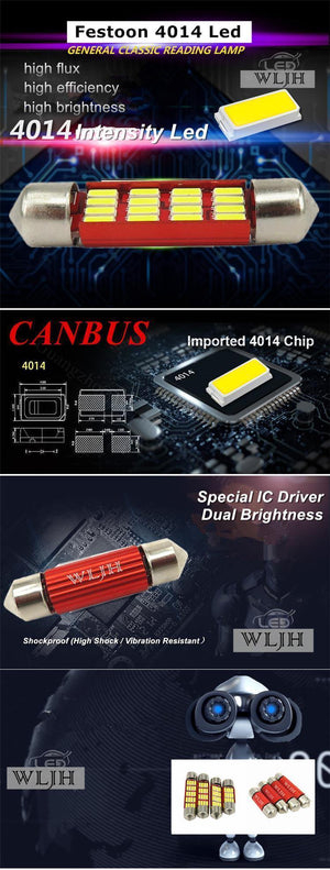 Planet Gates 31mm 2x Canbus LED Light Bulb C5W C10W 31mm 36mm 39mm 41mm SV8.5 4014 SMD Auto Led Lamp Car Interior Dome Map License Plate Light