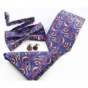 Planet Gates 32 GUSLESON New Plaid Paisley Tie Set 100% Silk Jacquard Mens Necktie Gravata Hanky Cufflinks Bowtie Set Mens Tie for Wedding Party