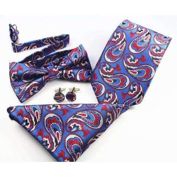 Planet Gates 32 GUSLESON New Plaid Paisley Tie Set 100% Silk Jacquard Mens Necktie Gravata Hanky Cufflinks Bowtie Set Mens Tie for Wedding Party