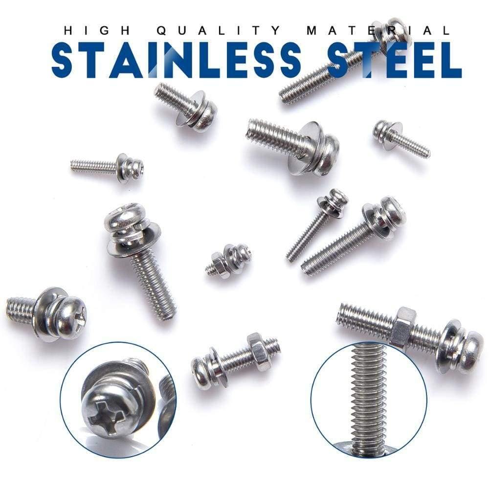 320pcs M2 M3 M4 Screws Phillips Pan Head Screws Bolt and Nut Flat Washers Machine Screws Set Stainless Steel Screws