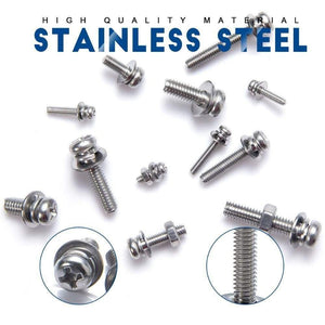 320pcs M2 M3 M4 Screws Phillips Pan Head Screws Bolt and Nut Flat Washers Machine Screws Set Stainless Steel Screws