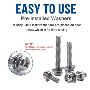 320pcs M2 M3 M4 Screws Phillips Pan Head Screws Bolt and Nut Flat Washers Machine Screws Set Stainless Steel Screws