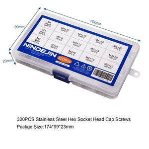 320pcs M2 M3 M4 Screws Phillips Pan Head Screws Bolt and Nut Flat Washers Machine Screws Set Stainless Steel Screws