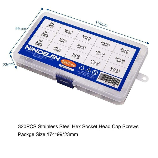 320pcs M2 M3 M4 Screws Phillips Pan Head Screws Bolt and Nut Flat Washers Machine Screws Set Stainless Steel Screws