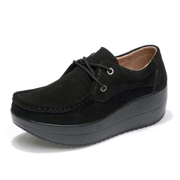 Planet Gates 3235 Black / 11 STQ 2018 Autumn women flats leather suede platform sneakers women shoes ladies casual lace up flats creepers moccasins shoes