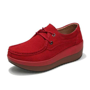 Planet Gates 3235 Red / 11 STQ 2018 Autumn women flats leather suede platform sneakers women shoes ladies casual lace up flats creepers moccasins shoes