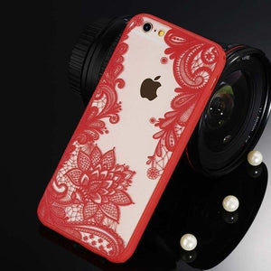 Planet Gates 3296 Red / For iPhone X USLION Sexy Floral Phone Case For Apple iPhone 7 8 6 6s 5 5s SE Plus Lace Flower Hard PC Cases Back Cover For iPhone X XR XS Max