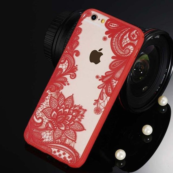 Planet Gates 3296 Red / For iPhone X USLION Sexy Floral Phone Case For Apple iPhone 7 8 6 6s 5 5s SE Plus Lace Flower Hard PC Cases Back Cover For iPhone X XR XS Max
