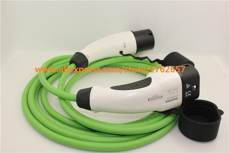 Planet Gates 32A 22kw EV plug IEC62196 3-phase electric vehicle charging station charger Type2 to Type 2 green cable Mennekes female to male