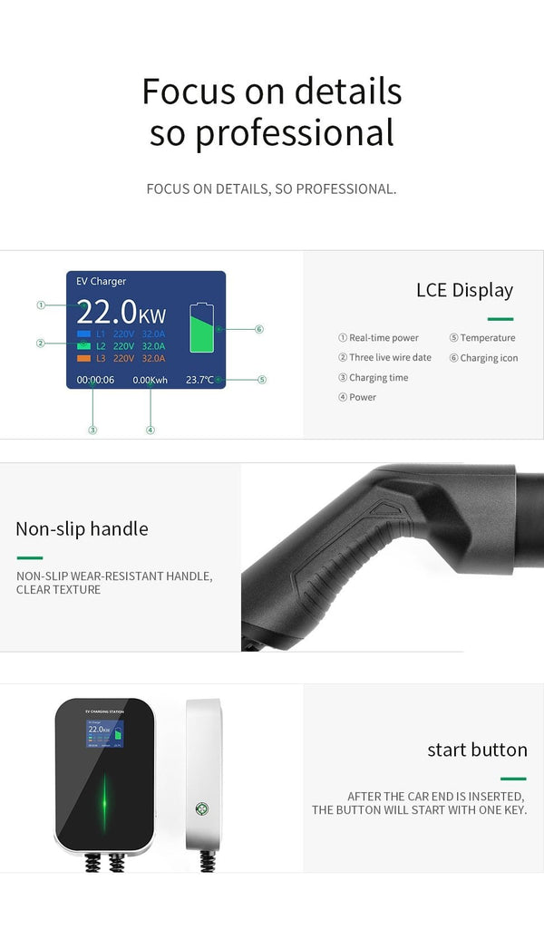 Planet Gates 32A 3Phase EVSE Wallbox EV Charger Electric Vehicle Charging Station Type 2 Socket IEC 62196-2 22KW for Audi for Volkswagen