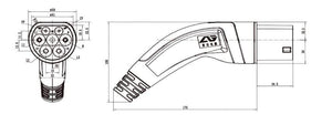 Planet Gates 32A EV Charger Cable 7KW Type 2 to Type 2 IEC 62196 EV Charging Plug With 5 Meter Spiral cable TUV/UL Mennekes 2 Connector