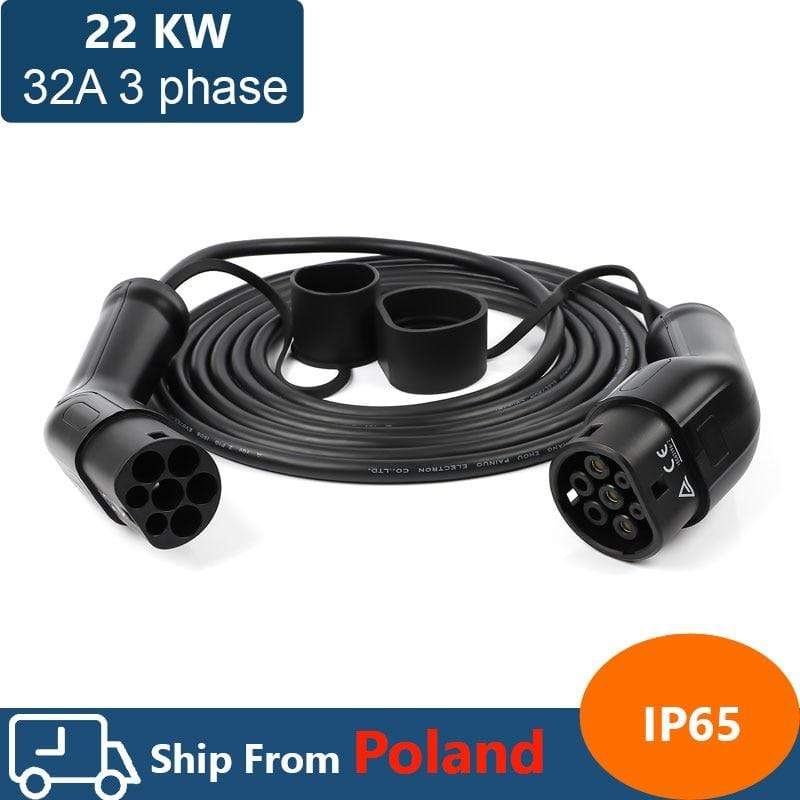 Planet Gates 32A three phase 22kw ev cable type 2 to type 2 EV charger cable for electric vehicle iec 62196 32a evse kit