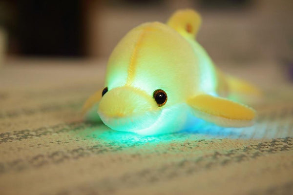 Planet Gates 32cm Creative Luminous Plush Dolphin Doll Glowing Pillow, Colorful LED Light  Animal Toys Kids Children's Gift YYT220