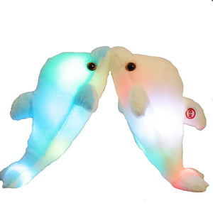 Planet Gates 32cm Creative Luminous Plush Dolphin Doll Glowing Pillow, Colorful LED Light  Animal Toys Kids Children's Gift YYT220