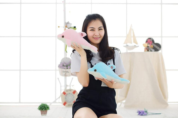 Planet Gates 32cm Creative Luminous Plush Dolphin Doll Glowing Pillow, Colorful LED Light  Animal Toys Kids Children's Gift YYT220