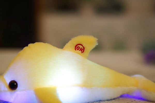 Planet Gates 32cm Creative Luminous Plush Dolphin Doll Glowing Pillow, Colorful LED Light  Animal Toys Kids Children's Gift YYT220