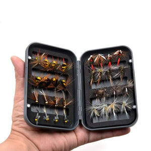 Planet Gates 32Pcs/Box Trout Nymph Fly Fishing Lure Dry/Wet Flies Nymphs Ice Fishing Lures Artificial Bait with Boxed
