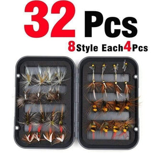 Planet Gates 32Pcs/Box Trout Nymph Fly Fishing Lure Dry/Wet Flies Nymphs Ice Fishing Lures Artificial Bait with Boxed