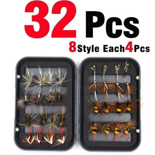 Planet Gates 32Pcs/Box Trout Nymph Fly Fishing Lure Dry/Wet Flies Nymphs Ice Fishing Lures Artificial Bait with Boxed