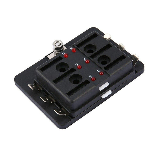 32V 25A 6 Way LED Illuminated Automotive Blade Fuse Holder Box Circuit Fuse Block for Autos Airplanes Tankers Ships