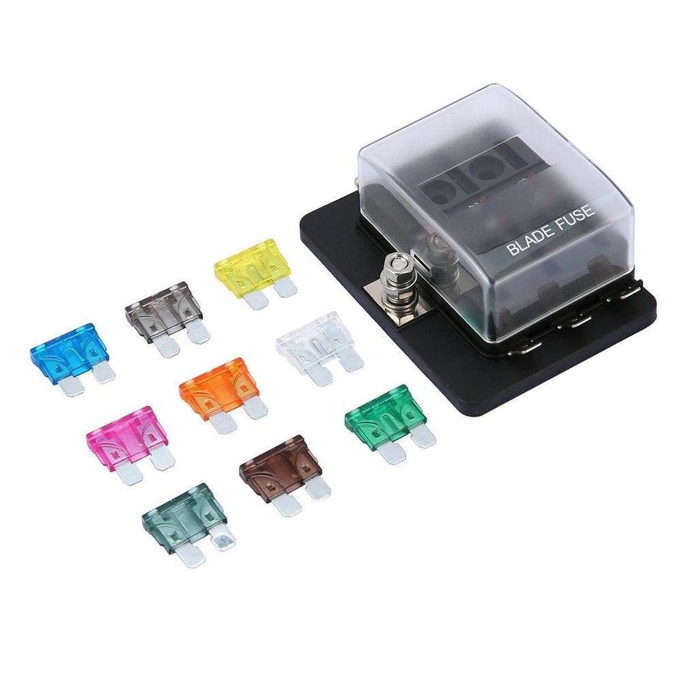 32V 25A 6 Way LED Illuminated Automotive Blade Fuse Holder Box Circuit Fuse Block for Autos Airplanes Tankers Ships