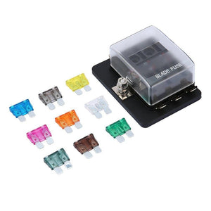 32V 25A 6 Way LED Illuminated Automotive Blade Fuse Holder Box Circuit Fuse Block for Autos Airplanes Tankers Ships