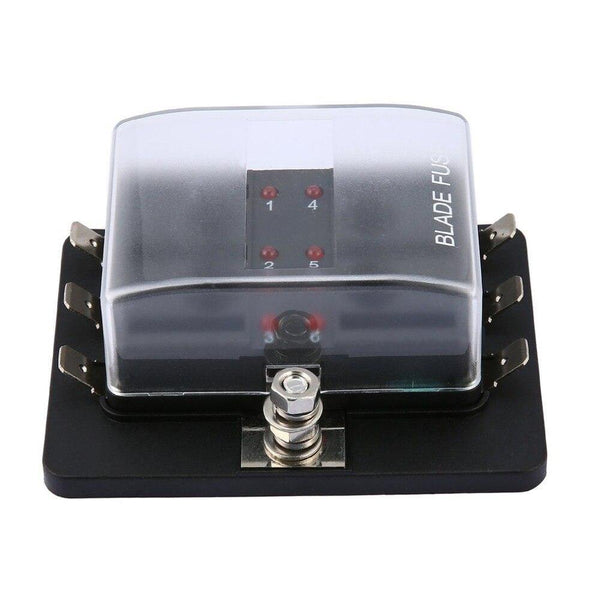 32V 25A 6 Way LED Illuminated Automotive Blade Fuse Holder Box Circuit Fuse Block for Autos Airplanes Tankers Ships