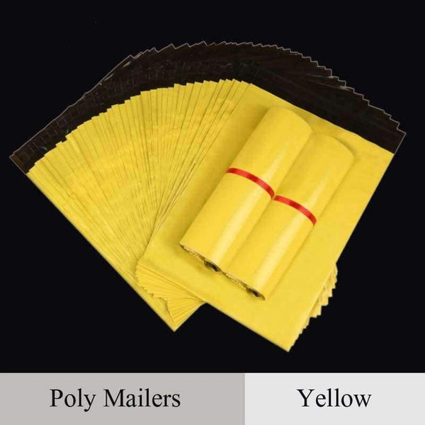 Planet Gates 32x45cm 100pcs Mail Packaging Poly Mailer Package Shipping Plastic Mailing Bag By Envelope Courier Yellow Wholesale Bulk Self-Adhesive Supplies