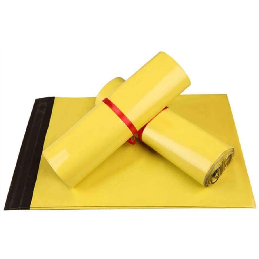 Planet Gates 32x45cm 100pcs Mail Packaging Poly Mailer Package Shipping Plastic Mailing Bag By Envelope Courier Yellow Wholesale Bulk Self-Adhesive Supplies
