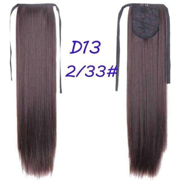 Planet Gates #33 / 22inches / China 100g/piece 22 inch Long Ponytail Hair Extension Tail Hairpiece Straight Brown Synthetic Women's Hair High Temperature Fiber