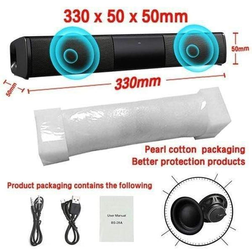 Planet Gates 330 mm BS28A Home Theater HIFI Portable Wireless Bluetooth Speakers Column Stereo Bass Sound Bar FM Radio USB Subwoofer For Computer TV Phone