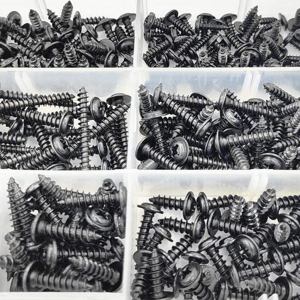 340pcs/box M2-M4 Pan Head Tapping Screw Cross Head PWA  Self Tapping Screw Set Assortment Kit Black Furniture Carbon Steel