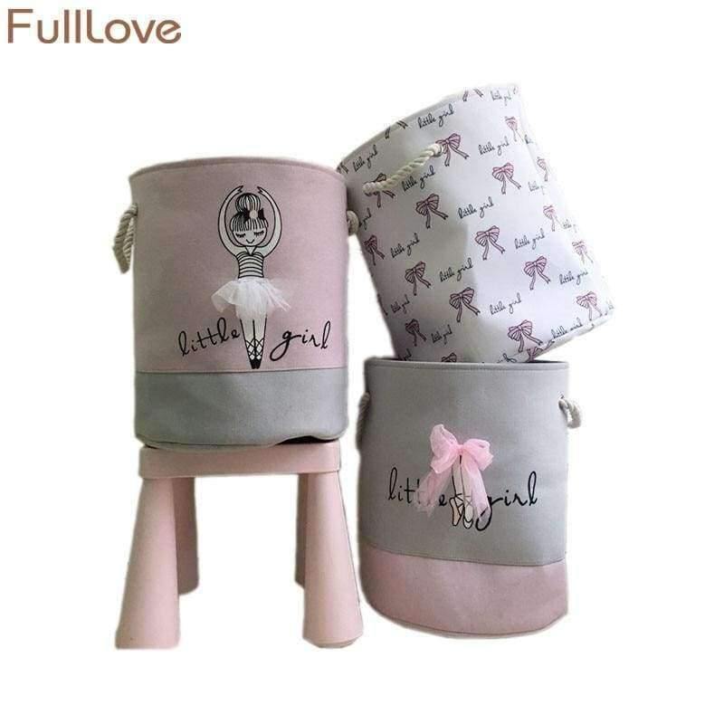 Planet Gates 35*40cm Pink Laundry Basket for Dirty Clothes Cotton Ballet Girl Bow Print Toys Organizer Home Storage & Organization
