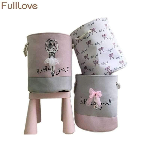 Planet Gates 35*40cm Pink Laundry Basket for Dirty Clothes Cotton Ballet Girl Bow Print Toys Organizer Home Storage & Organization