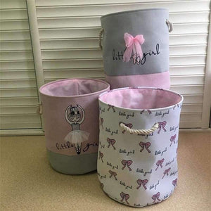 Planet Gates 35*40cm Pink Laundry Basket for Dirty Clothes Cotton Ballet Girl Bow Print Toys Organizer Home Storage & Organization