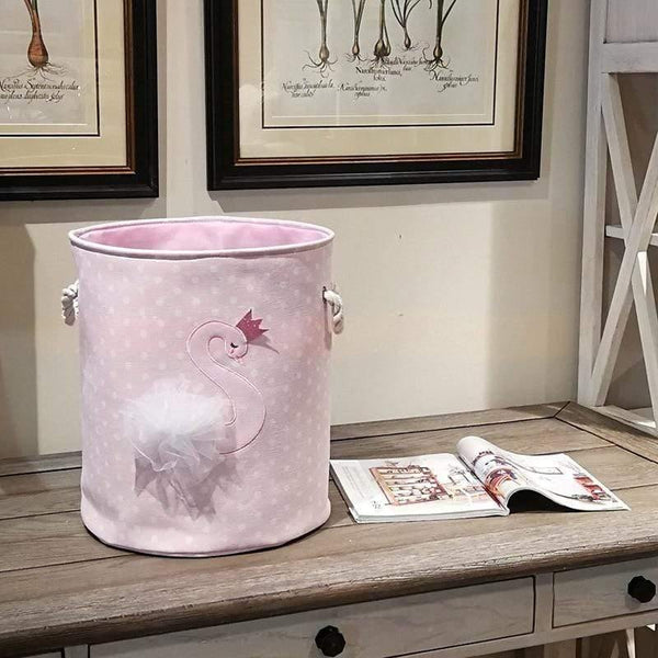 Planet Gates 35*40cm Sundries Storage Barrels High Capacity Pink Swan Cat Foldable Toy Storage Box Home Organizer Dirty Laundry Basket Canvas