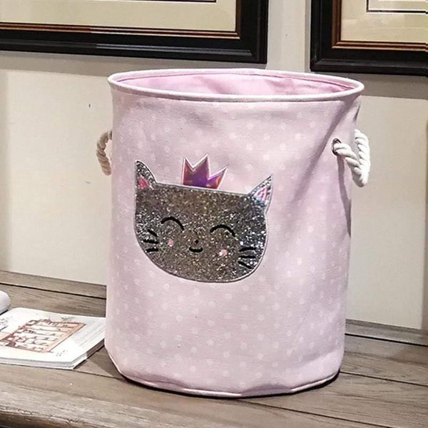 Planet Gates 35*40cm Sundries Storage Barrels High Capacity Pink Swan Cat Foldable Toy Storage Box Home Organizer Dirty Laundry Basket Canvas