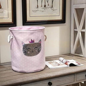 Planet Gates 35*40cm Sundries Storage Barrels High Capacity Pink Swan Cat Foldable Toy Storage Box Home Organizer Dirty Laundry Basket Canvas