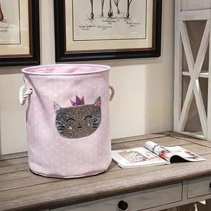 Planet Gates 35*40cm Sundries Storage Barrels High Capacity Pink Swan Cat Foldable Toy Storage Box Home Organizer Dirty Laundry Basket Canvas