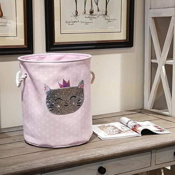 Planet Gates 35*40cm Sundries Storage Barrels High Capacity Pink Swan Cat Foldable Toy Storage Box Home Organizer Dirty Laundry Basket Canvas