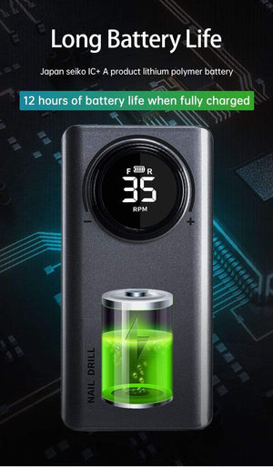 Planet Gates 35000 RPM Rechargeable Portable Nail Drill machine Electric Nail File Manicure drill Set profession Nail Tools for Nail Salon