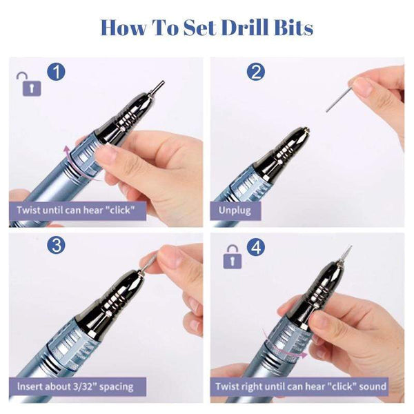 Planet Gates 35000RPM Nail Art Drill Gel Electric Nail Drill 35W Nail Polisher with Set Nail Drill Bits Manicure Machie Nail Salon Tools