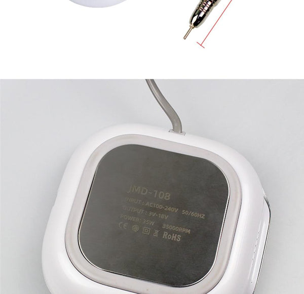 Planet Gates 35000RPM Nail Art Drill Gel Electric Nail Drill 35W Nail Polisher with Set Nail Drill Bits Manicure Machie Nail Salon Tools