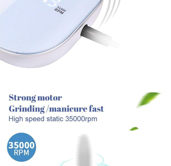 Planet Gates 35000RPM Nail Art Drill Gel Electric Nail Drill 35W Nail Polisher with Set Nail Drill Bits Manicure Machie Nail Salon Tools