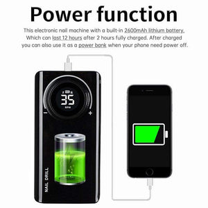 Planet Gates 35000RPM Nail Drill Machine Electric Nail File LED Display Nail Tools Portable Manicure Machine Nail Drill Bits Polisher