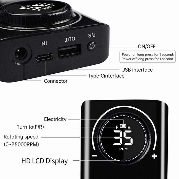 Planet Gates 35000RPM Nail Drill Machine Electric Nail File LED Display Nail Tools Portable Manicure Machine Nail Drill Bits Polisher