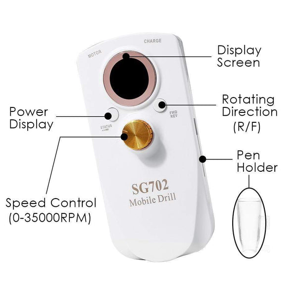 Planet Gates 35000RPM Portable Rechargeable Electric Nail Drill Machine File Pedicure Equipment Manicure Kit Nail Gel Art Polishing Tools