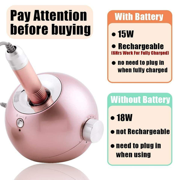 Planet Gates 35000RPM Portable Rechargeable Electric Nail Drill Machine File Pedicure Equipment Manicure Kit Nail Gel Art Polishing Tools